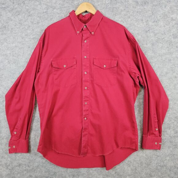 Wrangler Men's Shirt X-Long Tails Size 17.5-36 (XL) Red 100% Cotton Button Down - Picture 1 of 11